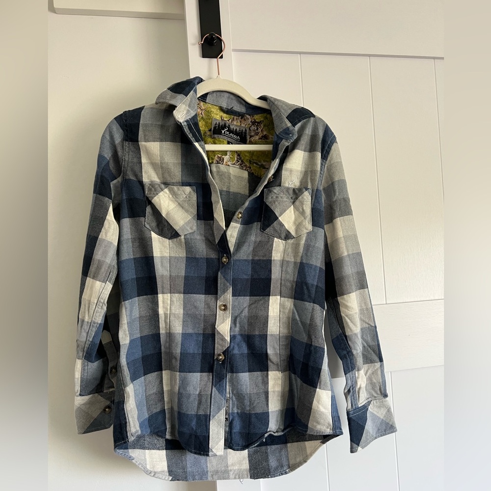 Pladra Plaid Blue and White flannel Shirt